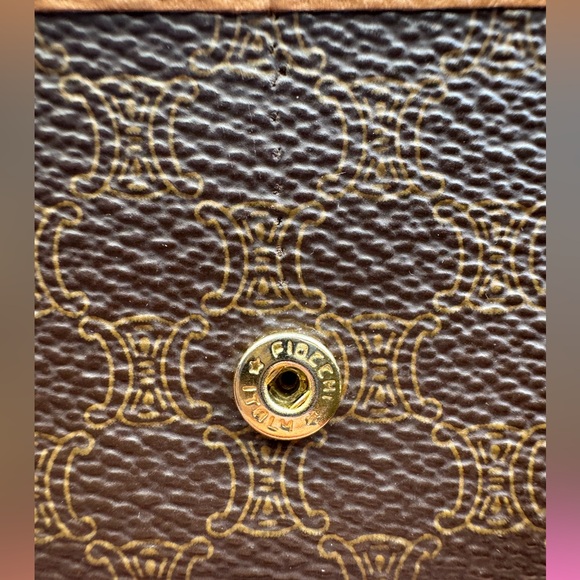 Celine Monogram Leather Long Wallet PVC W/ Kiss Lock And Gold Accents - Picture 16 of 16